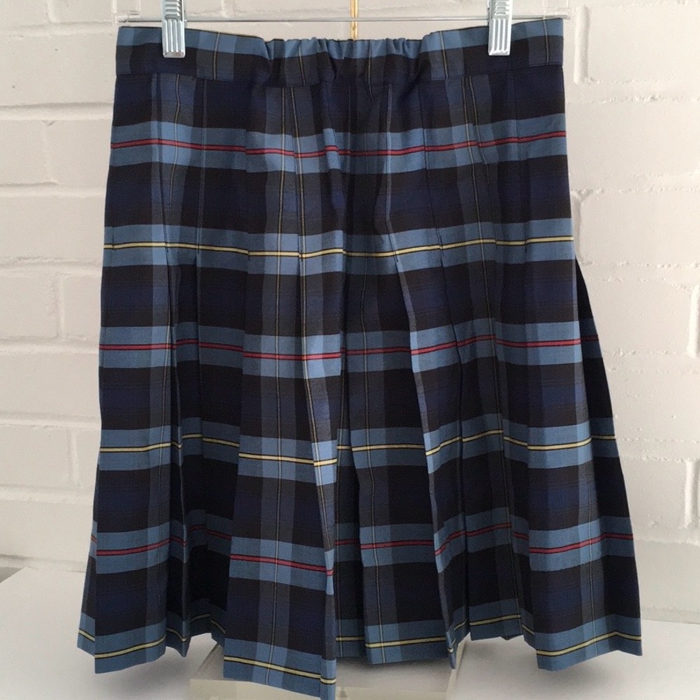 Girls Size 16 Classic Blue Pleated Plaid School Uniform Skirt - Picture 2 of 7